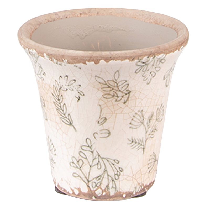 Foto van Clayre & eef bloempot ø 8x8 cm groen beige keramiek bloemen bloempot binnen plantenpot plant pot groen bloempot binnen