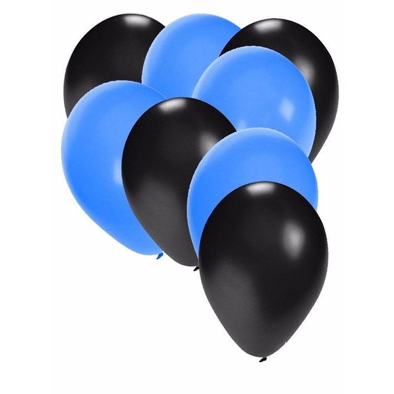 Foto van Zwarte en blauwe ballonnen 30 stuks - ballonnen