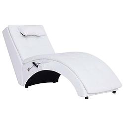 Foto van The living store chaise longue - wit - 145x54x72 cm - massage- en verwarmingsfunctie