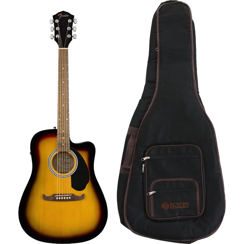 Foto van Fender fa-125ce dreadnought sunburst elektrisch-akoestische westerngitaar + gigbag