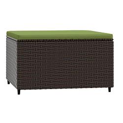 Foto van The living store voetenbank brown - 55 x 55 x 31 cm - weatherproof pe-rattan and steel frame