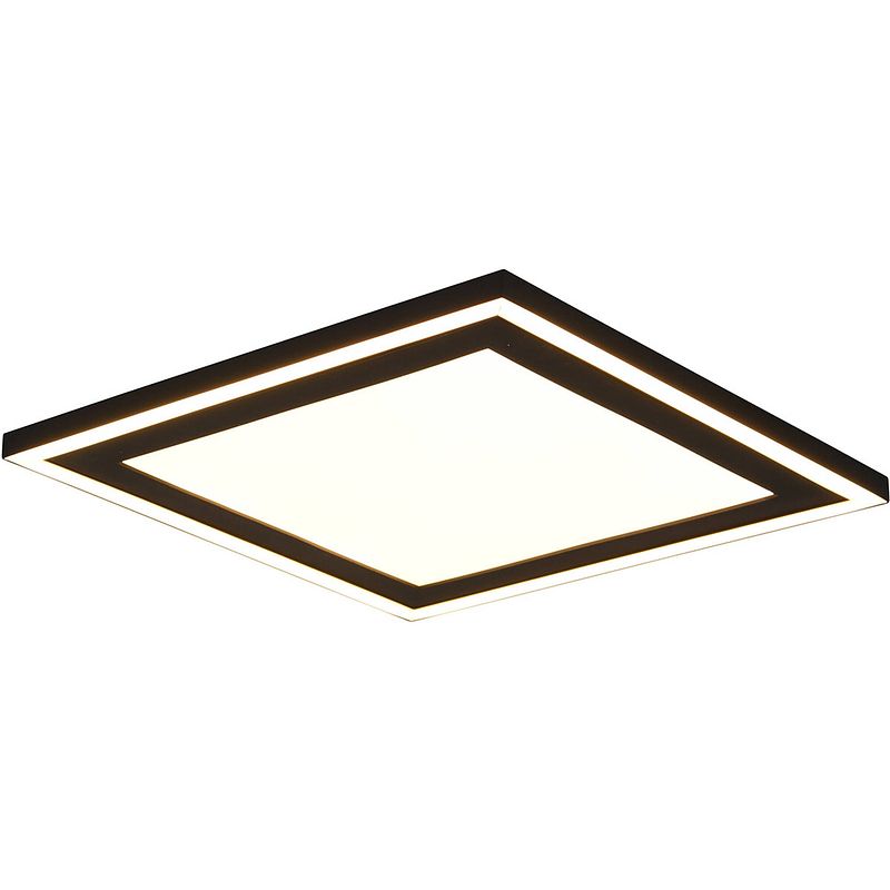 Foto van Led plafondlamp - plafondverlichting - trion coman - 24.5w - warm wit 3000k - vierkant - mat zwart - kunststof