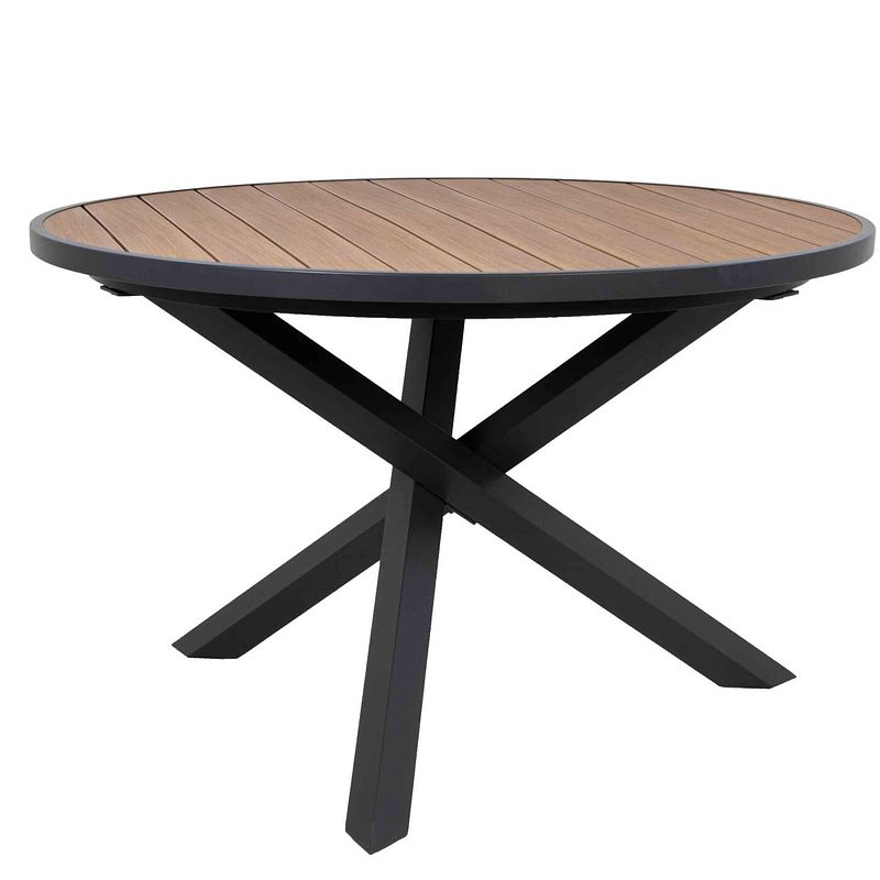 Foto van Giga meubel tuintafel polywood ø120cm - aluminium onderstel - tafel luke