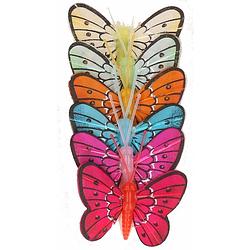 Foto van 6x stuks decoratie vlinders 5 cm op prikkers - tuinbeelden