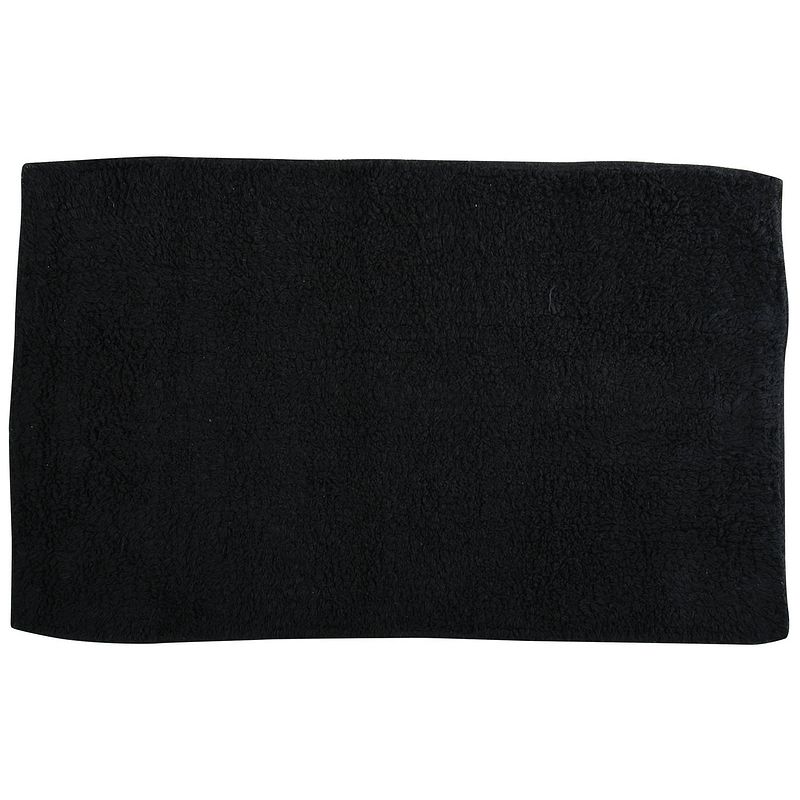 Foto van Msv badkamerkleedje/badmat voor op de vloer - zwart - 45 x 70 cm - badmatjes