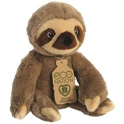 Foto van Aurora eco nation pluche knuffeldier luiaard - bruin - 24 cm - jungle dieren thema - knuffeldier