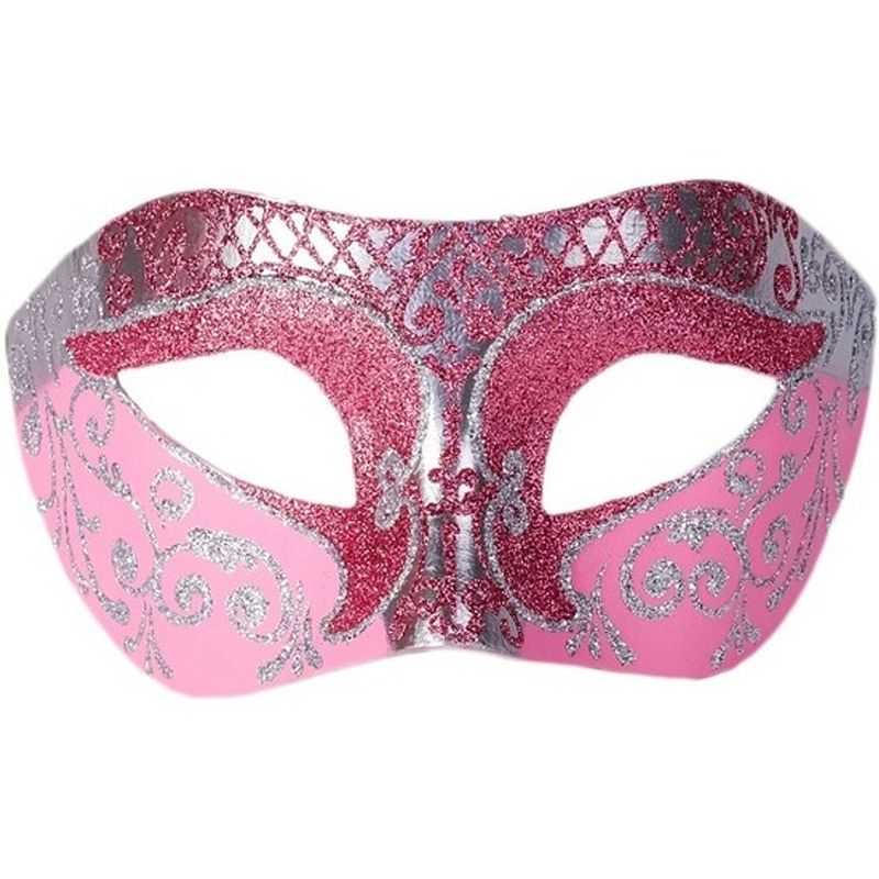 Foto van Venetiaans glitter oogmasker roze/zilver