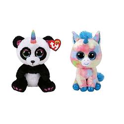 Foto van Ty - knuffel - beanie buddy - paris panda & blitz unicorn