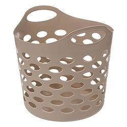 Foto van 5five flexibele wasmand/opbergmand - rond - beige - 28 liter - d39 x h54 cm - wasmanden