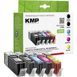 Foto van Kmp inkt vervangt canon pgi-550pgbk xl, cli-551 bk,c,m,y xl compatibel combipack zwart, foto zwart, cyaan, magenta, geel c100v 1519,0050