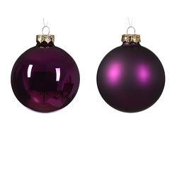 Foto van Decoris - kerstbal glas d8 cm violet ass 12st kerst