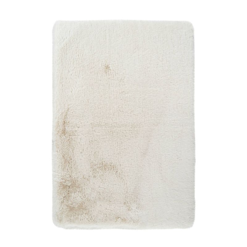 Foto van Kayoom - hoogpolig badkamer tapijt - wasbaar - wit - 50 x 90cm - antislip - douchemat - badmat - wc mat