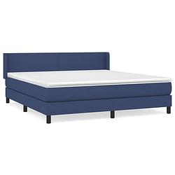 Foto van The living store boxspringbed - s - bed - 203 x 163 x 78/88 cm - blauw - stof - larikshout