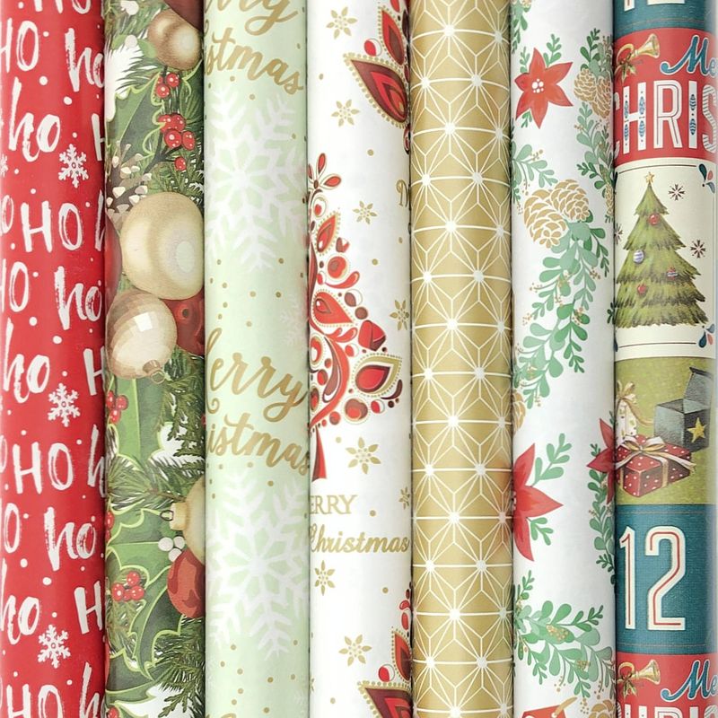 Foto van Kerstmis kerstpapier - cadeaupapier - inpakpapier voor kerstmis - k633 - 2 meter x 70 cm - 7 rollen