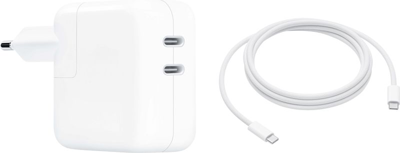 Foto van Apple 35w power adapter met 2 usb c poorten + apple usb c oplaadkabel (2m)