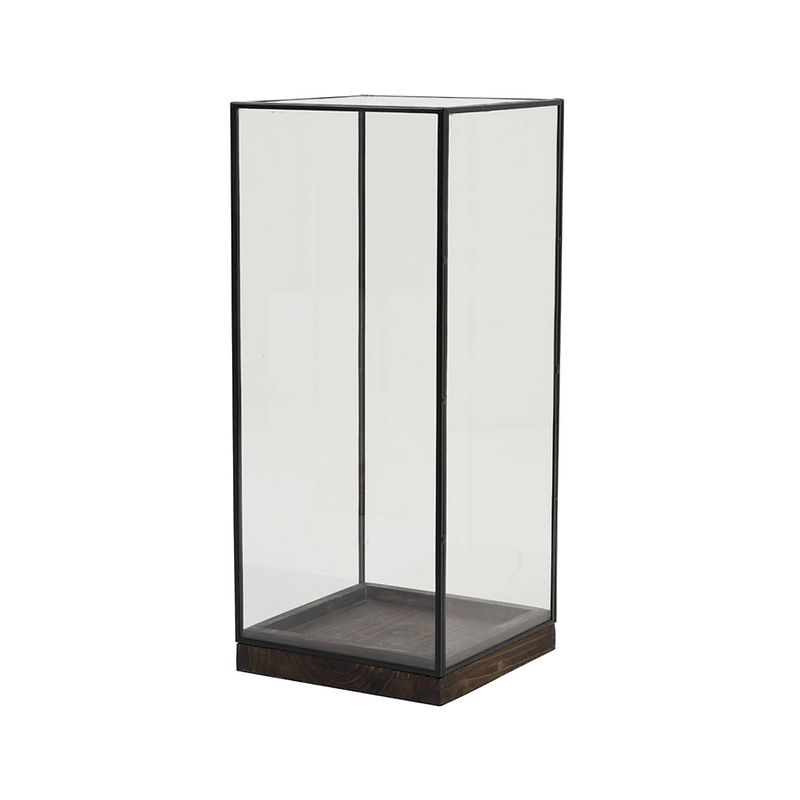 Foto van Light&living stolp 20x20x45 cm askjer hout bruin+zwart+glas