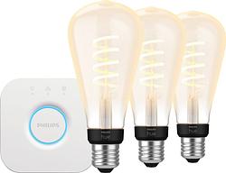 Foto van Philips hue filament white ambiance edison xl 3-pack + bridge