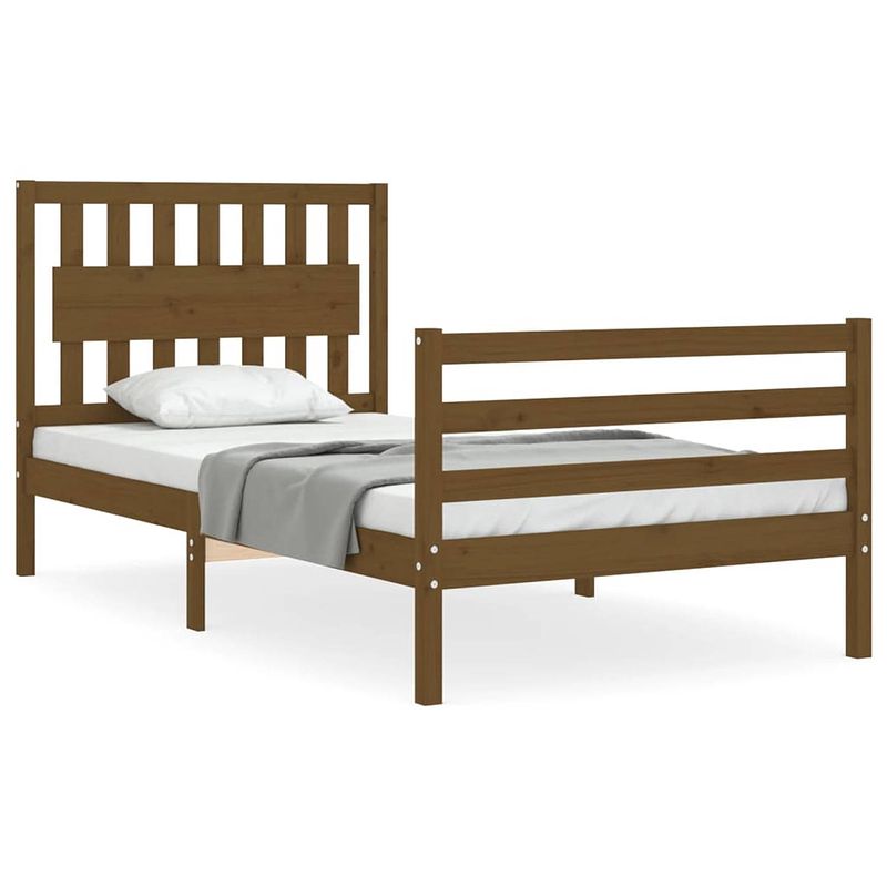 Foto van The living store bedframe grenenhout - 205.5 x 105.5 x 100 cm - multiplex lattenbodem