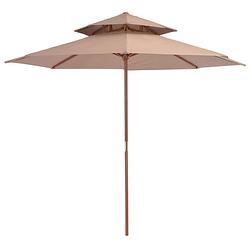 Foto van Vidaxl parasol dubbeldekker met houten paal 270 cm taupe