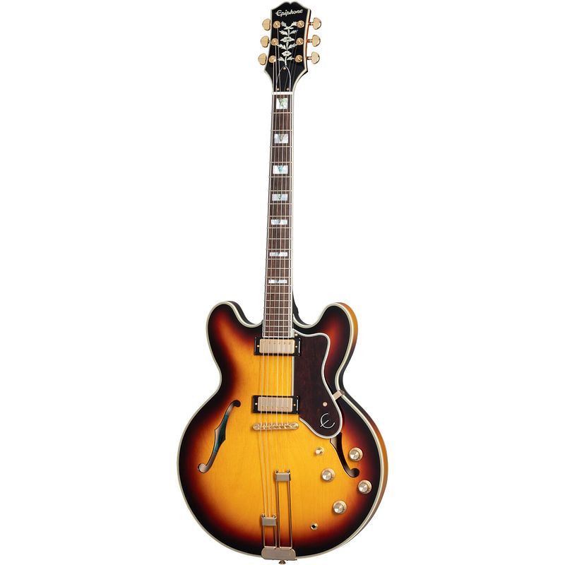 Foto van Epiphone original collection sheraton vintage sunburst semi-akoestische gitaar met premium gigbag