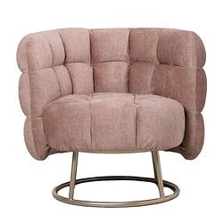 Foto van Ptmd fluffy pink fauteuil vogue 3 antelope gold base