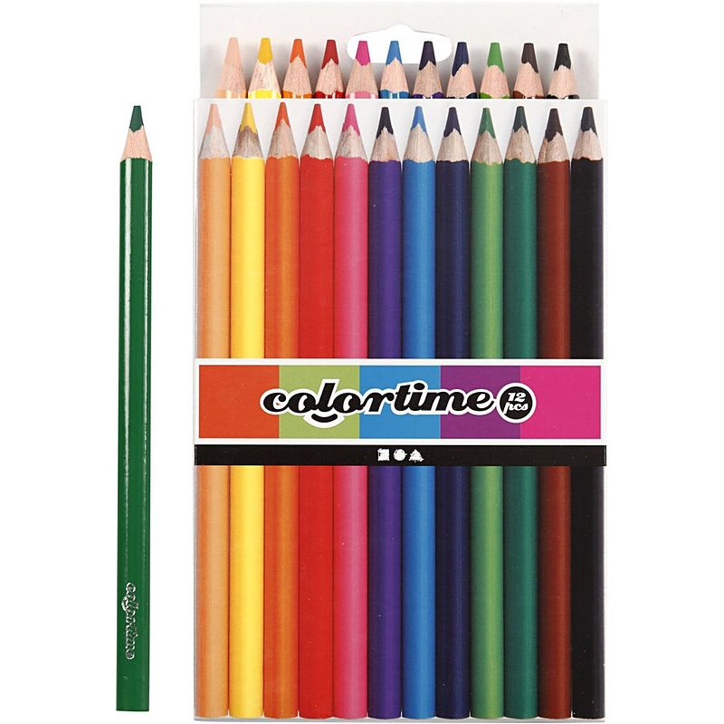 Foto van Colortime kleurpotloden jumbo 5 mm vulling multicolor 12 stuks