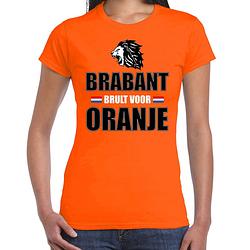 Foto van Oranje ek/ wk fan shirt / kleding brabant brult voor oranje voor dames 2xl - feestshirts