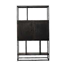 Foto van Giga meubel metalen kast - zwart - 105x40x180cm - kast urban 2 deurs midden