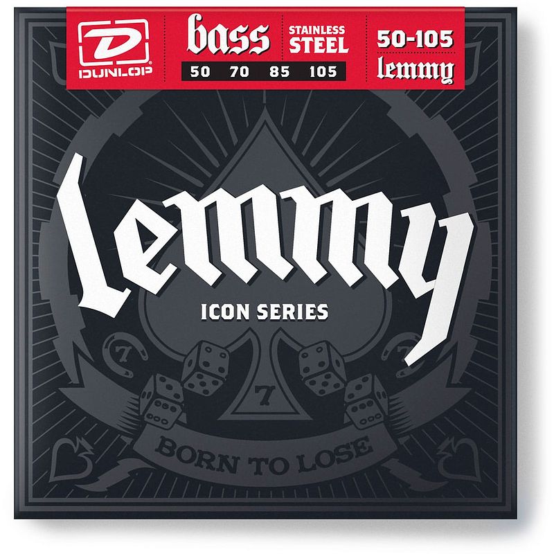 Foto van Dunlop lks50105 lemmy stainless steel heavy 50-105 snarenset voor basgitaar