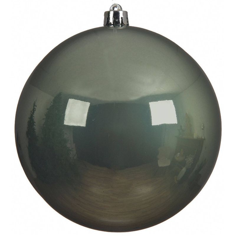 Foto van 1x grote raam/deur/kerstboom decoratie salie groene kerstballen 20 cm glans - kerstbal