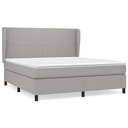 Foto van The living store boxspringbed - comfort - bed - 203 x 183 x 118/128 cm - lichtgrijs - pocketvering matras - middelharde