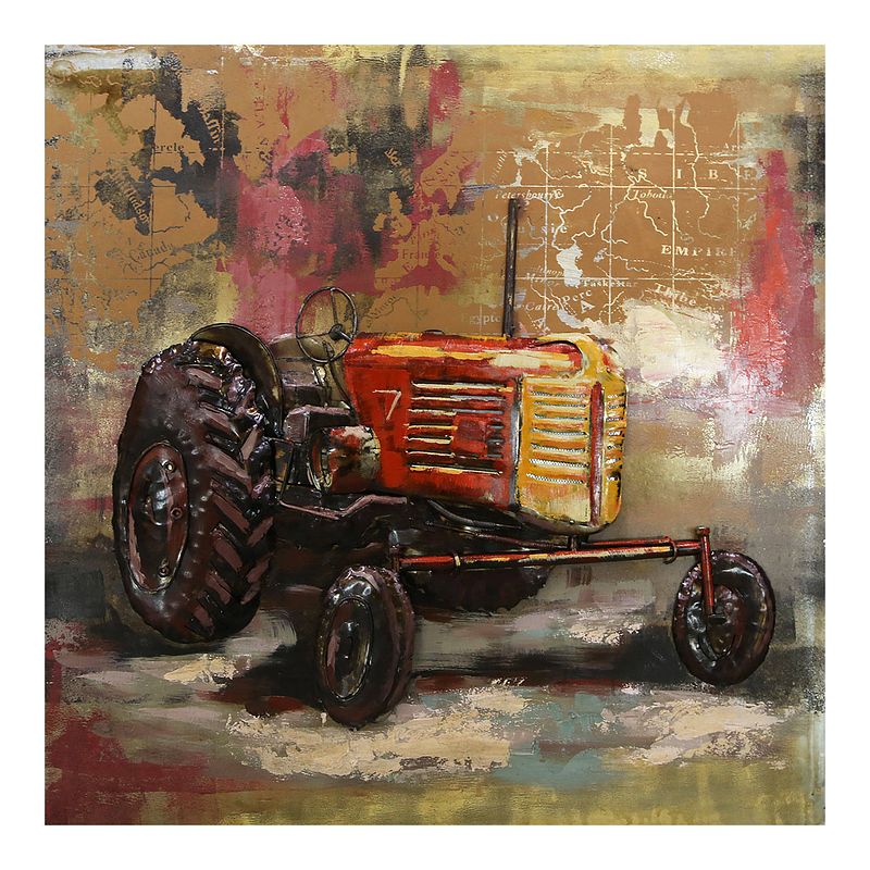 Foto van Clayre & eef multi wanddecoratie tractor 100*6*100 cm jjwa00031