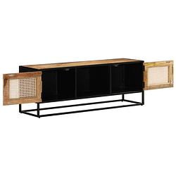 Foto van The living store retro tv-kast - mangohout - 110 x 30 x 40 cm - met 3 schappen