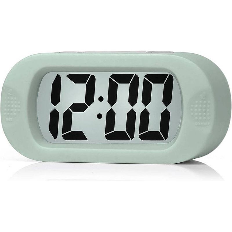 Foto van Jap ap17 digitale wekker - stevige alarmklok - met snooze en verlichtingsfunctie - rubber - pastelle groen