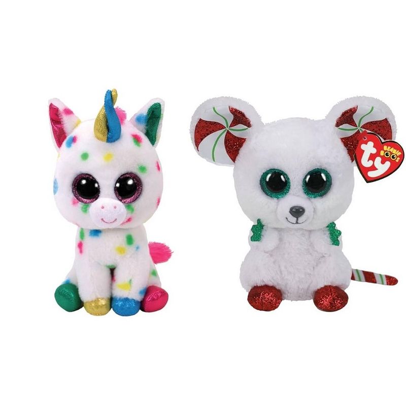 Foto van Ty - knuffel - beanie boo's - harmonie unicorn & christmas mouse