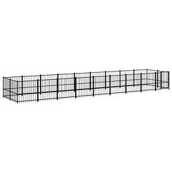 Foto van The living store hondenhok - hondenkennel - 873x193.5x100 cm - zwart