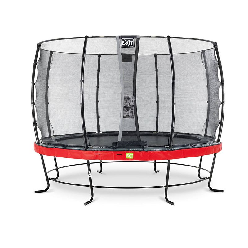 Foto van Exit elegant trampoline met veiligheidsnet economy rond - 427 cm - rood