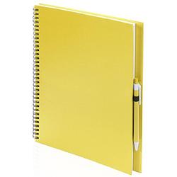 Foto van Schetsboek/tekenboek geel a4 formaat 80 vellen inclusief pen - schetsboeken