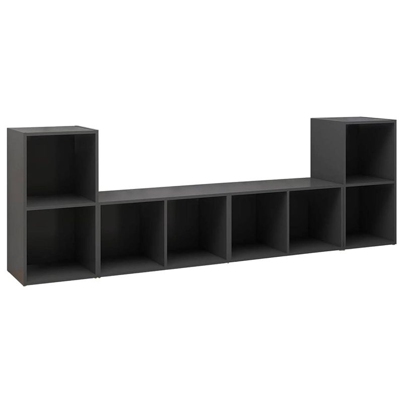 Foto van The living store tv-meubelen 4 st 72x35x36-5 cm spaanplaat grijs - kast