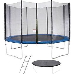 Foto van Trampoline maxi eco 360 cm blauw - met net, schaal, beschermhoes