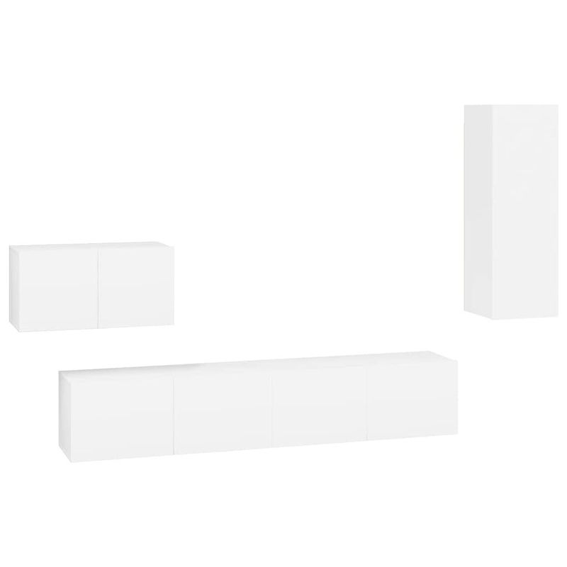 Foto van The living store tv-kastenset classic white - 80x30x30 cm - 60x30x30 cm - 30.5x30x90 cm