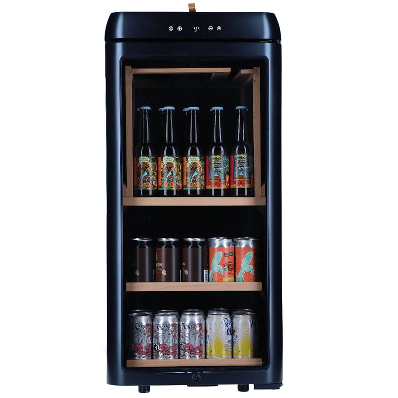 Foto van Bierkoelkast amsterdam - zwart - 85 flessen - kleine koelkast glazen deur - flessenkoelkast - bier koelkast