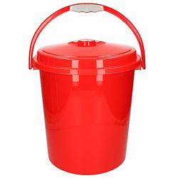 Foto van Afsluitbare emmer met deksel 21 liter rood - emmers