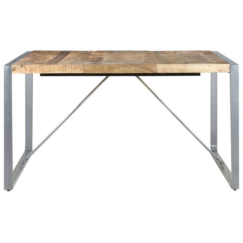 Foto van The living store houten eettafel industriële stijl - 140x140x75cm - ruw mangohout