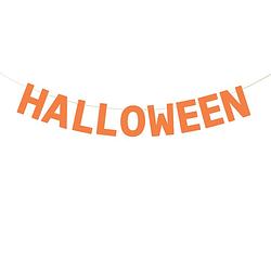 Foto van Partydeco halloween feestslinger/spandoek - 2,5 meter - oranje - van papier - feestslingers