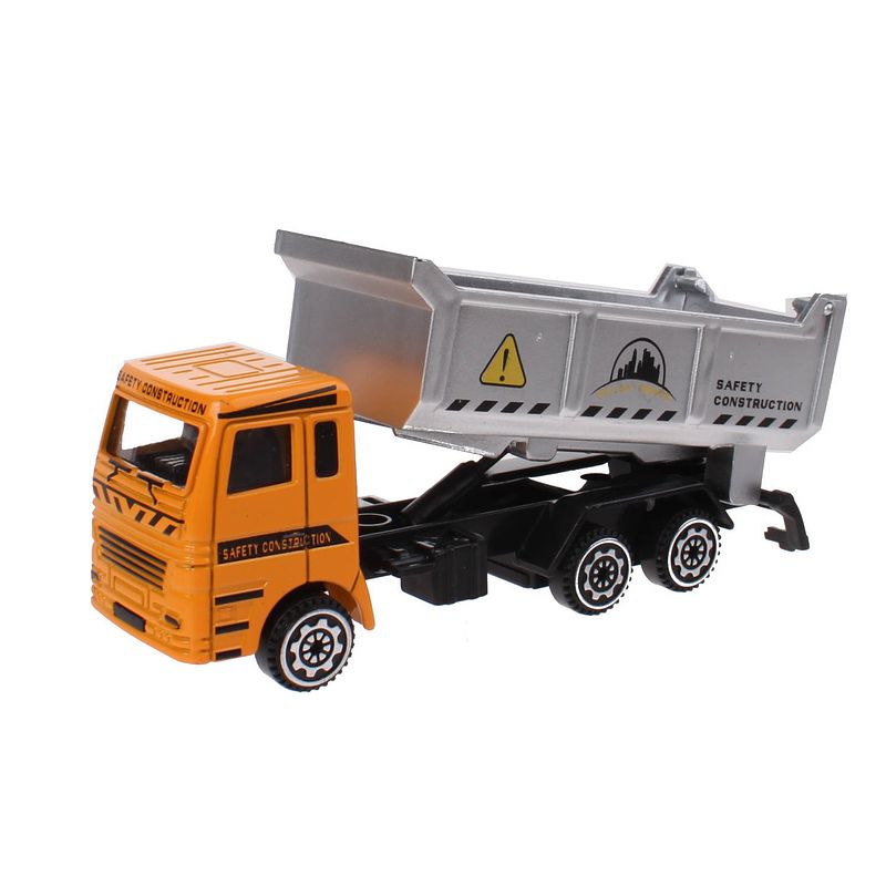 Foto van Jonotoys vrachtwagen met bak die-cast 11 cm oranje/zilver