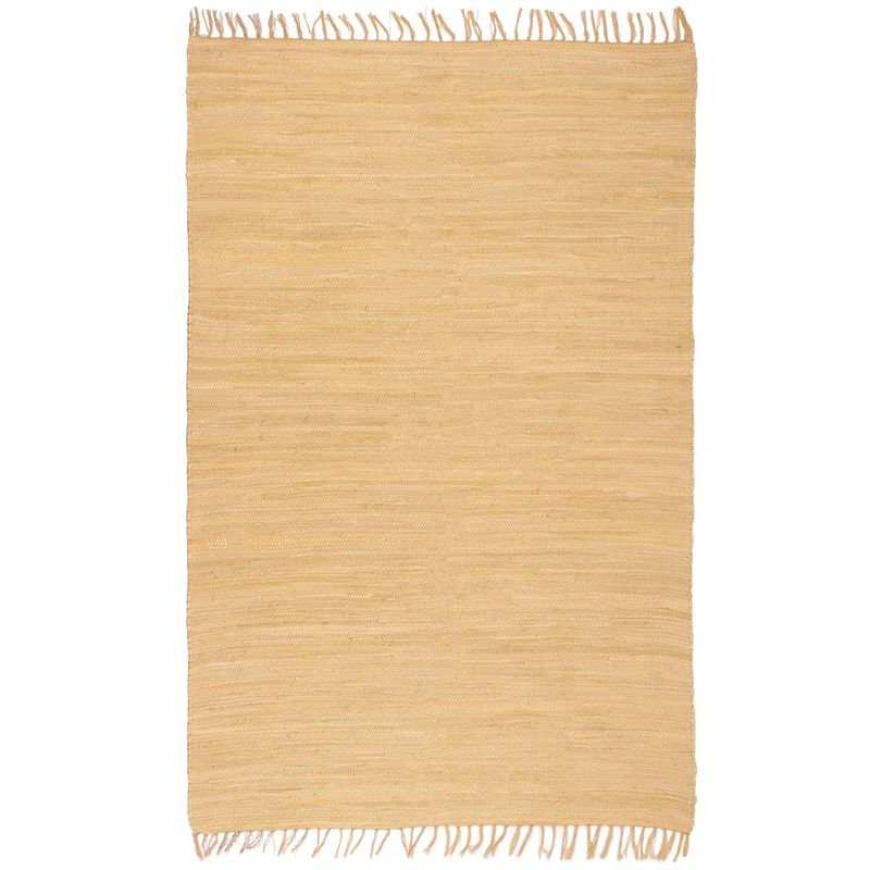 Foto van Vidaxl vloerkleed chindi handgeweven 160x230 cm katoen beige