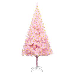 Foto van Vidaxl kunstkerstboom met led's en standaard 210 cm pvc roze