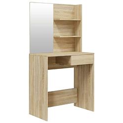 Foto van The living store kaptafel sonoma eiken - bewerkt hout - 74.5 x 40 x 141 cm - make-up spiegel