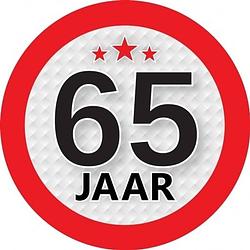 Foto van 10x 65 jaar leeftijd stickers rond 9 cm verjaardag versiering - feeststickers